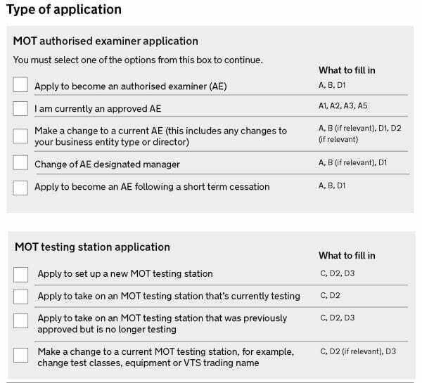 VT01 Form MOT type of application help from Concept Garage Equipment