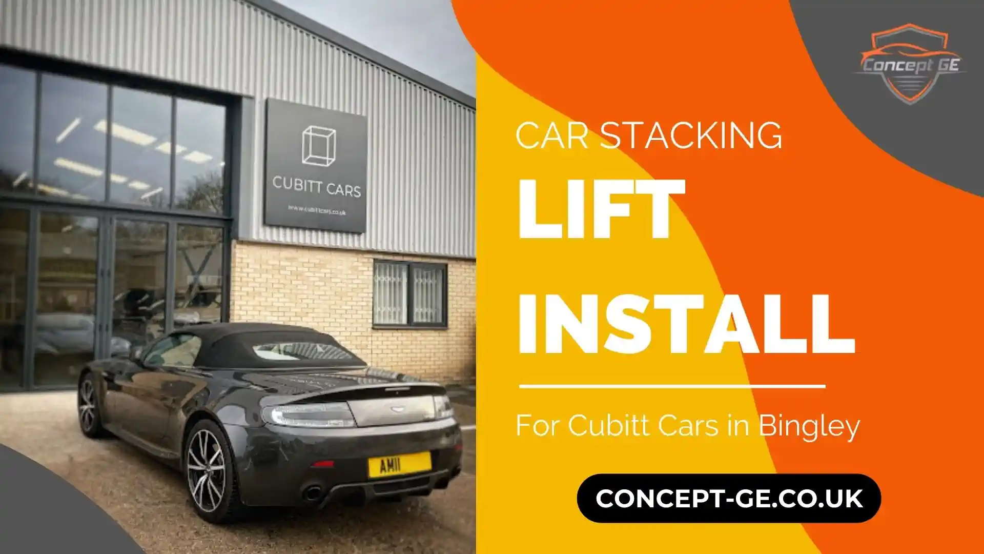 4 Post Lift Installation prestige car stacking at Cubitt Cars Bingley