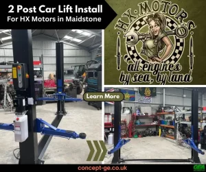 2 Post Car Lifts Install for HX Motors in Maidstone Kent
