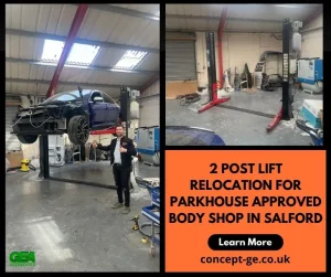 2 Post Lift Relocation for Parkhouse Approved Body Shop in Salford