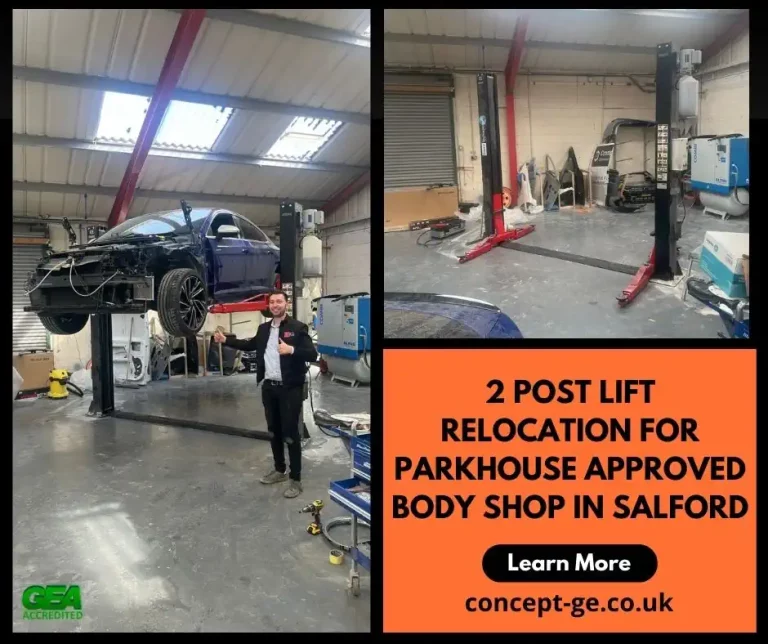 2 Post Lift Relocation for Parkhouse Approved Body Shop in Salford