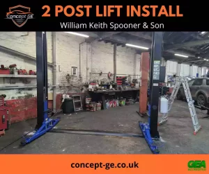 2 post lift install for William Keith Spooner & Son in Stoke-on-Trent