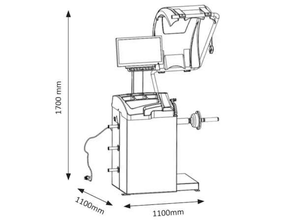 C400B-Wheel-Balancer-Dimensions Wheel Balancer C400B Width Sonar & Laser. Car or Motorcycle