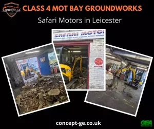 Class 4 MOT Bay groundworks for Safari Motors in Leicester