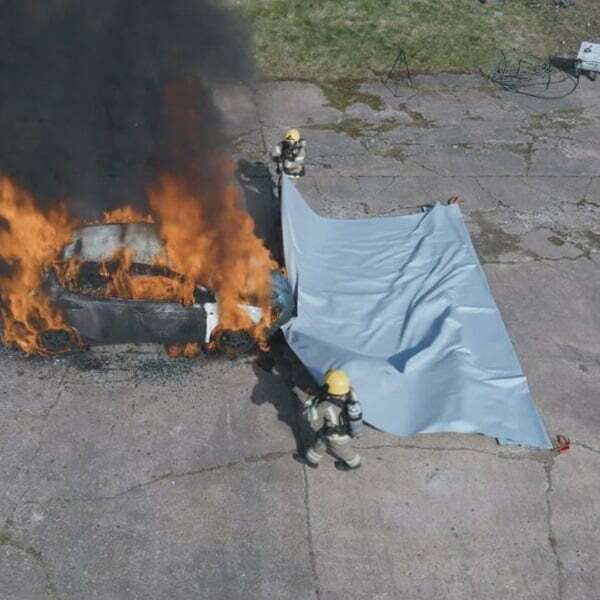 EV Fire Blanket car on fire