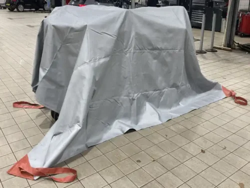 Fire Blanket covering Lithium Batteries