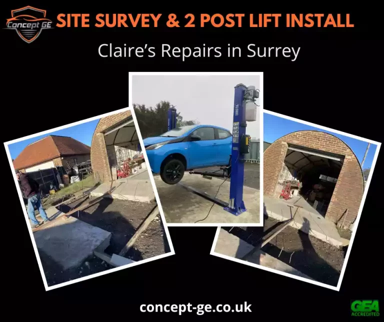 Site Survey and 2 Post Lift Installation for Claire's Repairs in Surrey