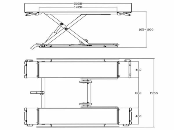 Scissor Lift 3.0 Tonne Mid Rise Platinum MSL3 dimensions from Concept Garage Equipment