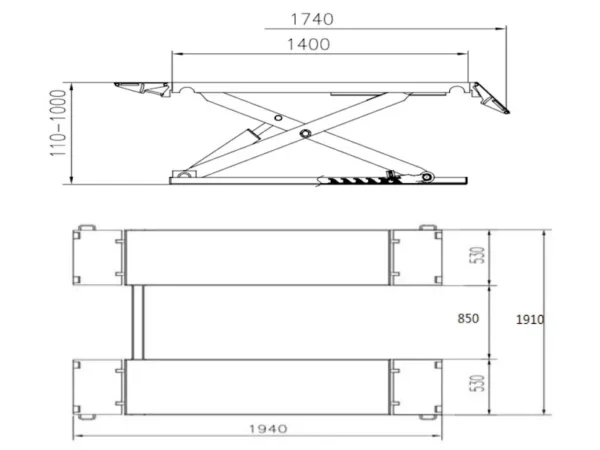 Scissor Lift MR3.5 mid rise dimensions