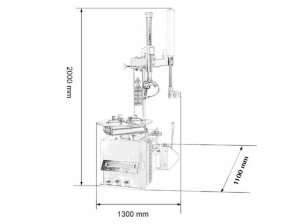Tyre Changer Semi Automatic Eurotek T1000 Pro dimensions from Concept Garage Equipment