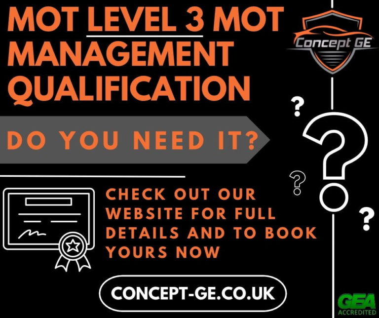 level 3 mot qualification AEDM training by Concept Garage Equipment