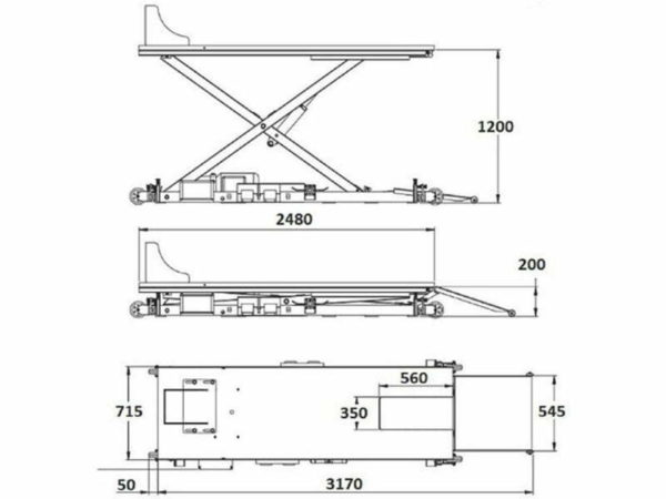 Motorcycle Lift Eurotek BL500 Dimensions from Concept Garage Equipment
