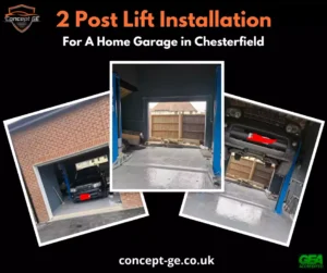 two post lift installation for a home garage in Chesterfield