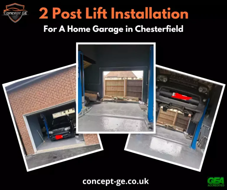 two post lift installation for a home garage in Chesterfield