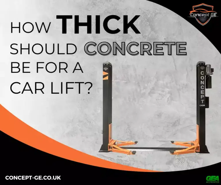 How thick should concrete be for a car lift?