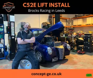 C52E 2 post lift install for Brocks Racing in Leeds