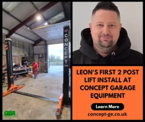 Leon's first 2 post lift install at Concept Garage Equipment