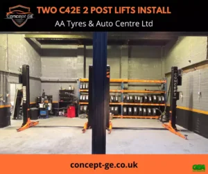 Two C42E 2 post lifts install for AA Tyres & Auto Centre Ltd