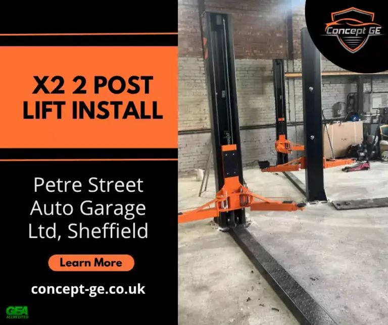 Two 2 post lift install for Petre Street Auto Ltd in Sheffield
