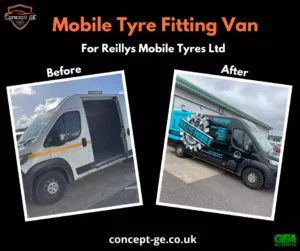 Mobile tyre fitting van for Reillys Mobile Tyres Ltd