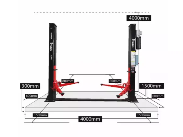 REDATS L-240 2 post lift dimensions