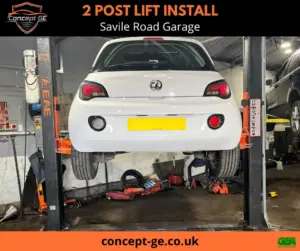 2 post lift install for Savile Road Garage in Castleford