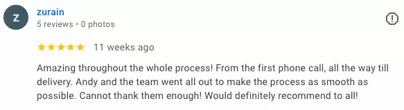 5 star review for a 2 post lift installed in Burnley