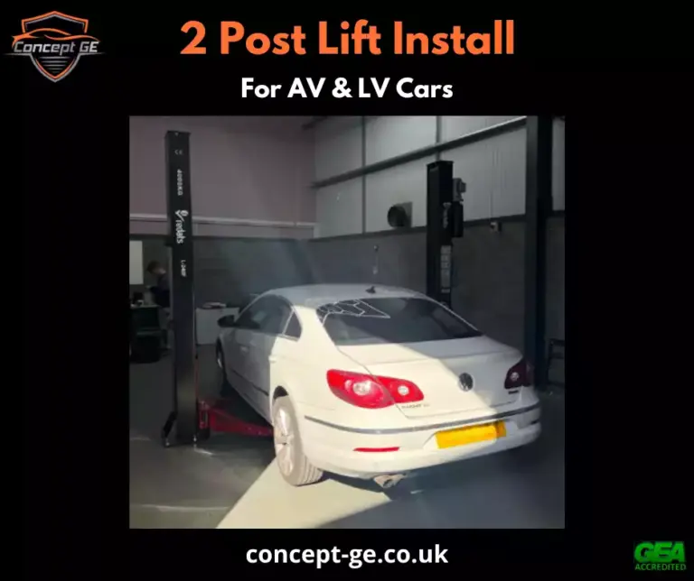 2 post lift install for AV & LV Cars in Lincoln