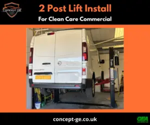 2 post lift install for Clean Care Commercial in Peterborough