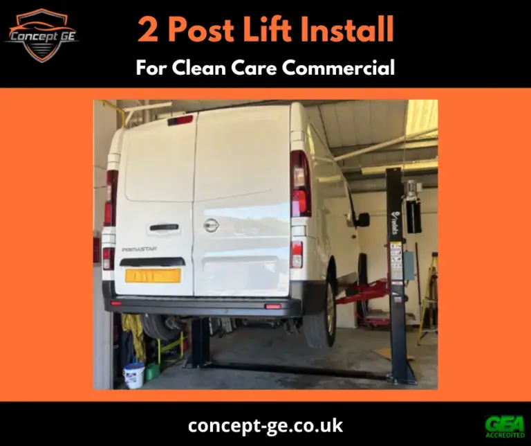 2 post lift install for Clean Care Commercial in Peterborough