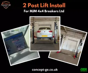 2 post lift install for MJM 4x4 Breakers Ltd in Hull