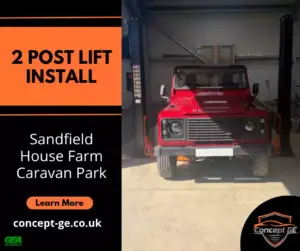 2 post lift install for Sandfield House Farm Caravan Park in Whitby