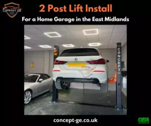 2 post lift install for a home garage in the east midlands