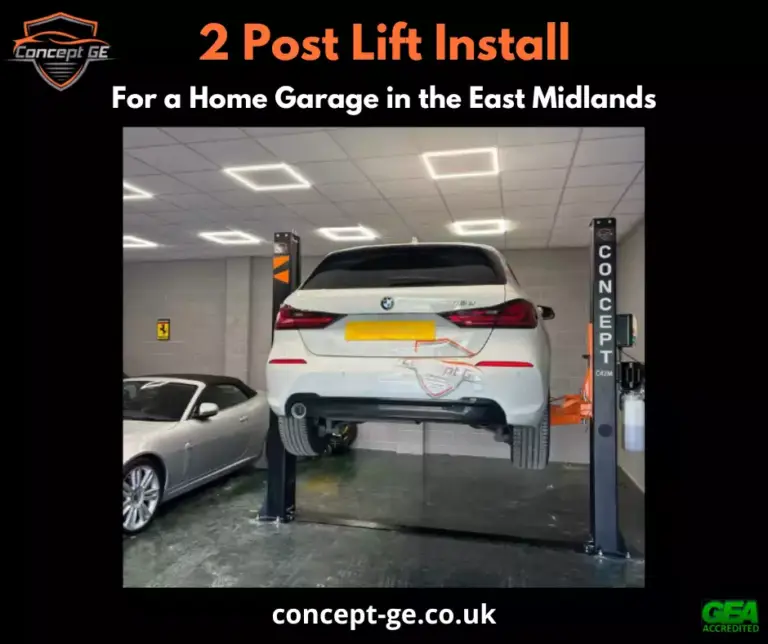 2 post lift install for a home garage in the east midlands