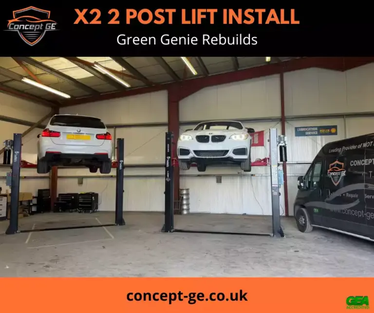 X2 2 Post Lift Install for Green Genie Rebuilds in Burnley