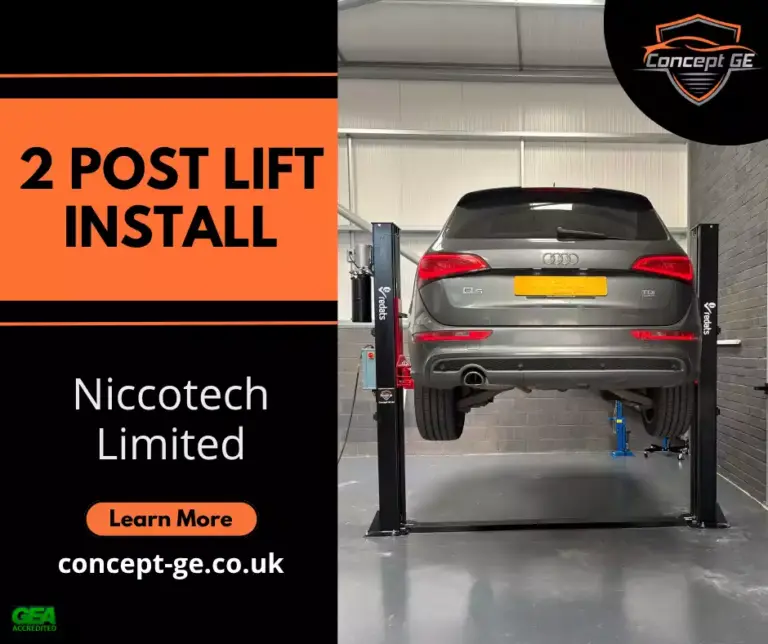 2 post lift install for Niccotech Limited in Ely