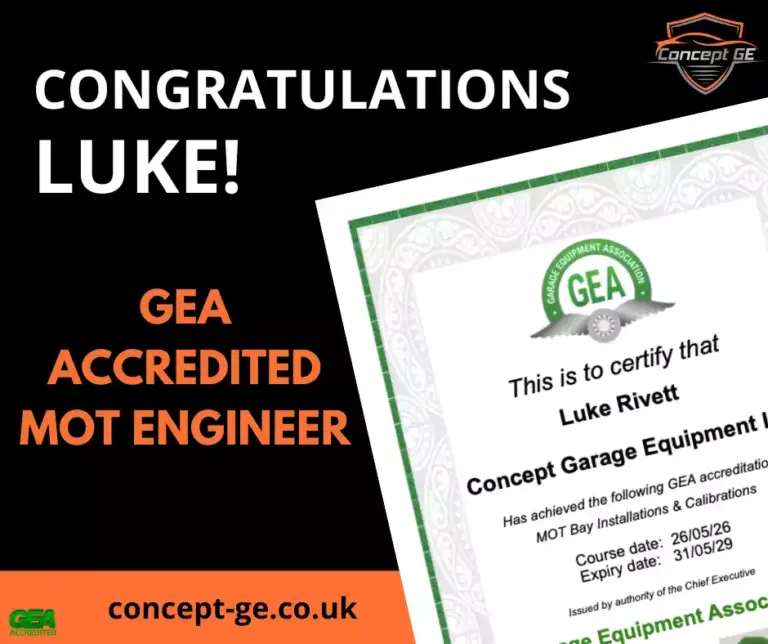 Congratulations Luke on becoming a GEA Accredited MOT Engineer