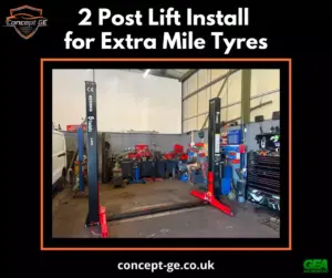 2 post lift install for Extra Mile Tyres in Redcar