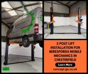Concept Garage Equipment 2 Post Lift Installation Chesterfield