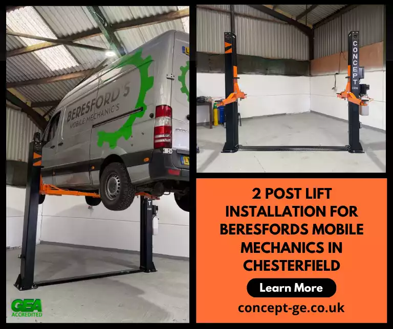 Concept Garage Equipment 2 Post Lift Installation Chesterfield