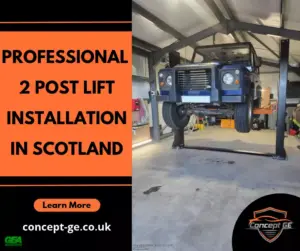 Professional 2 post lift installation in Scotland