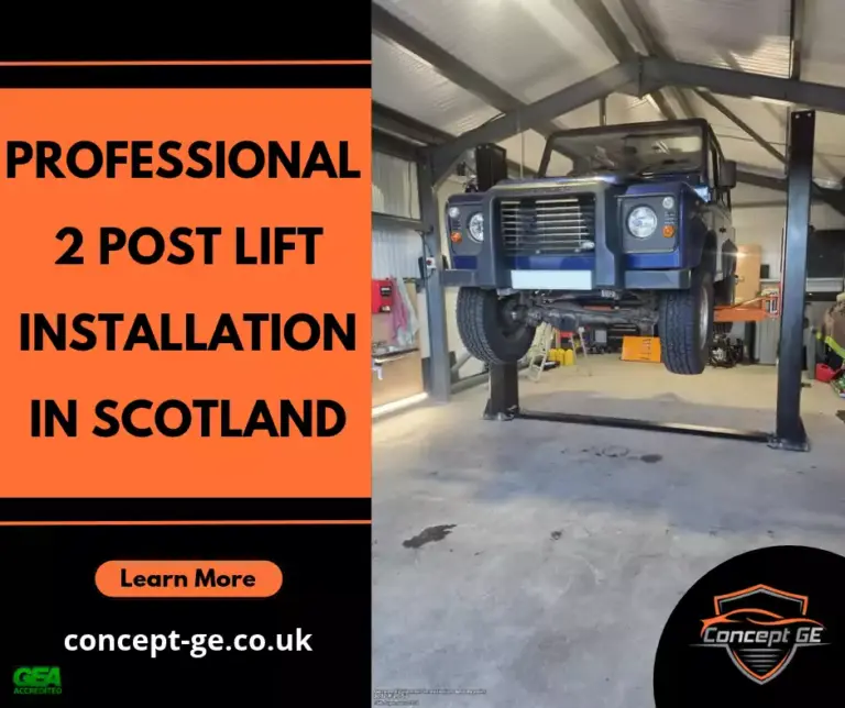 Professional 2 post lift installation in Scotland